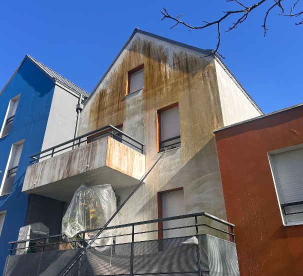 façade à traiter par l'application d'un fongicide